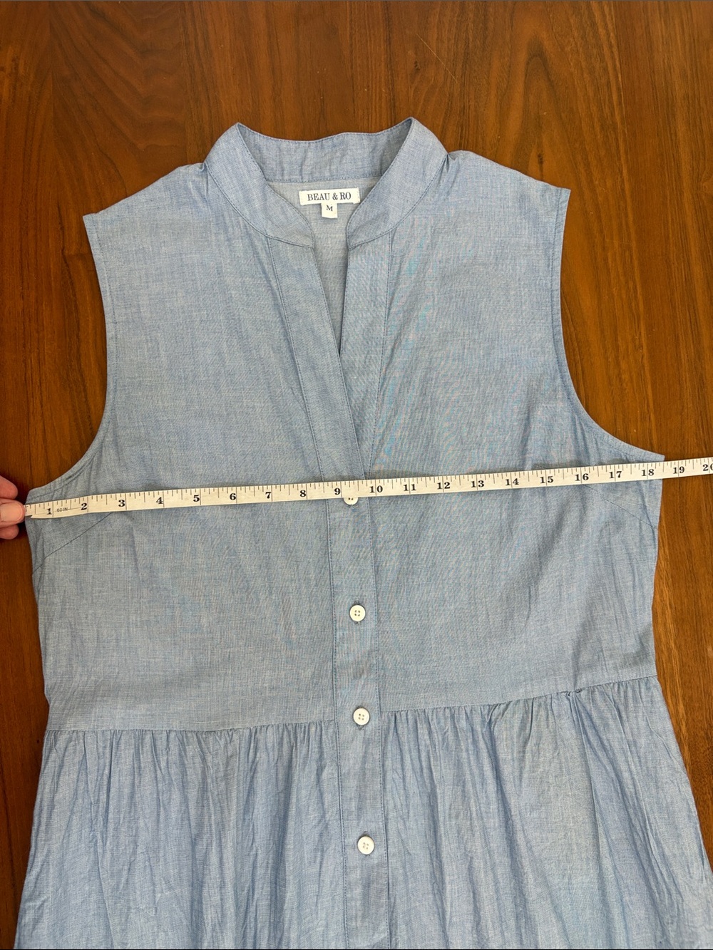 Beau & Ro Chambray Blue Button Front Midi Maxi Dress – Size Medium - Picture 7 of 10